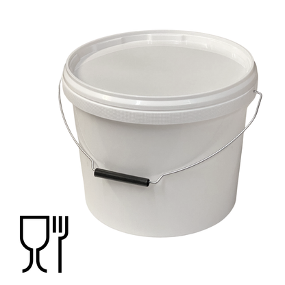 White Food Safe Bucket With Tamper Evident Lid, 10L